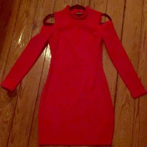 Red Cold Shoulder Bodycon Dress